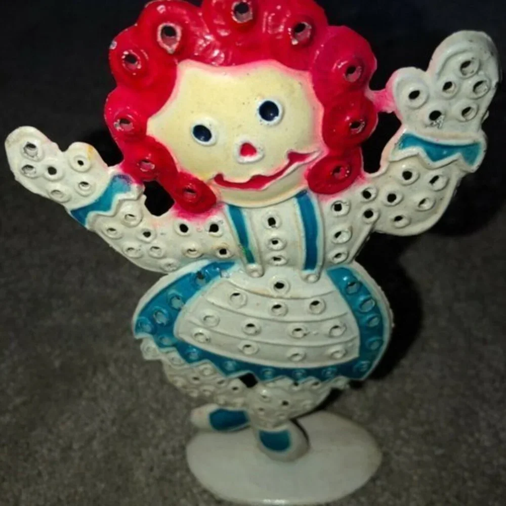 Vintage Raggedy Ann Metal Earring Display‎ Holder Storage